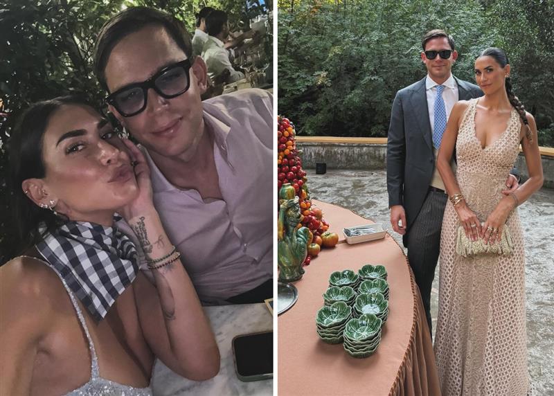 Melissa Satta e Carlo Beretta bellissimi a Napoli al matrimonio degli amici