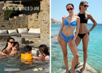 Michelle Hunziker con Aurora, le altre figlie, il nipotino e il genero: vacanza in famiglia all’estero