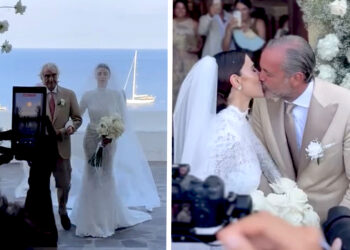 Cecilia Capriotti ha sposato Gianluca Mobilia con una spettacolare cerimonia a Panarea, nelle Isole Eolie: guarda