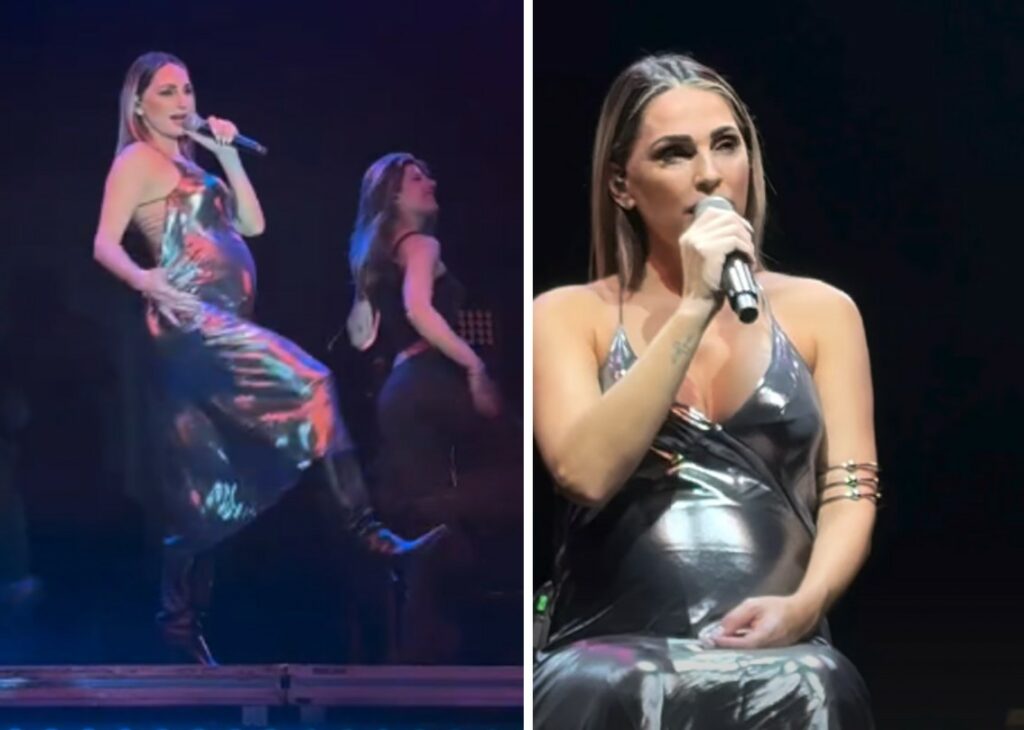 Anna Tatangelo al sesto mese continua ad esibirsi col pancione sempre più enorme: guarda