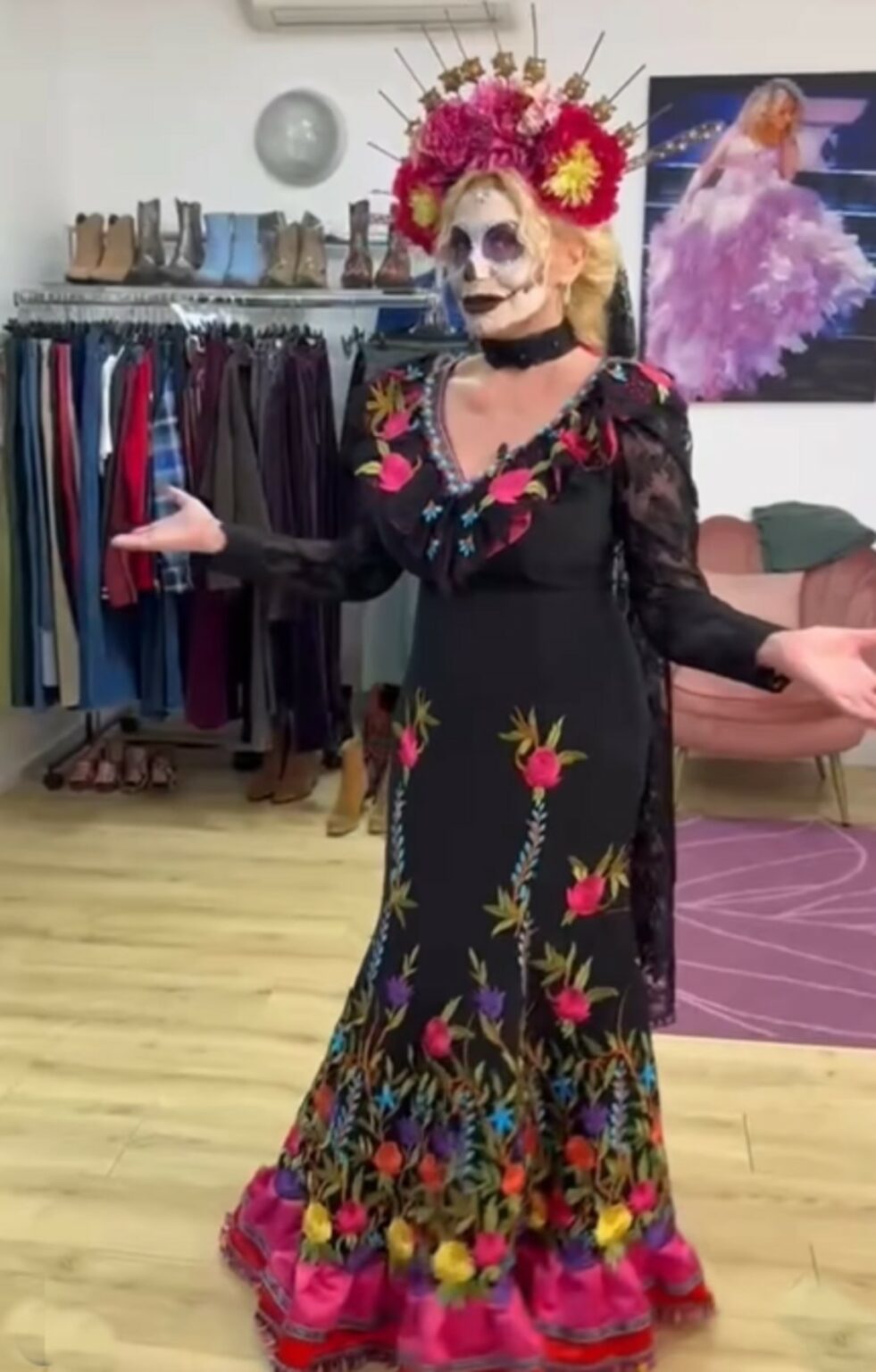 T-shirt Donna In Cotone Organico Con Teschio "Dualità Dell'Animo Umano - Foto 8