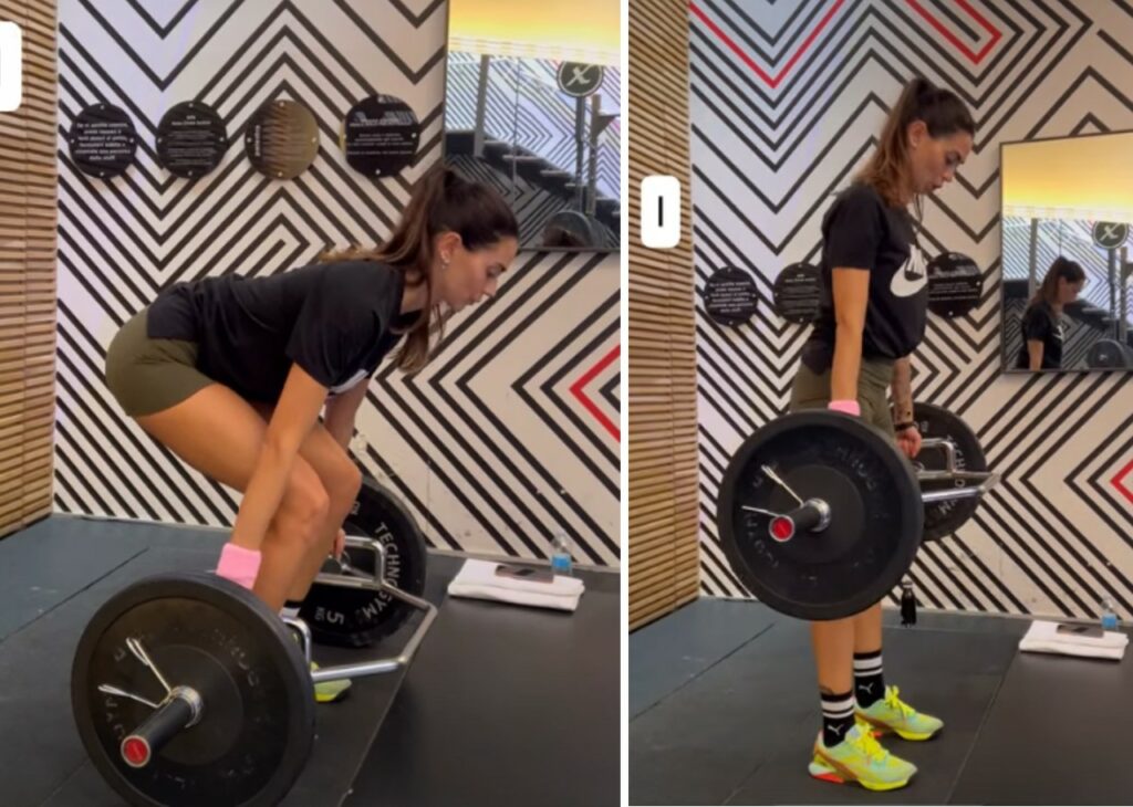 Melissa Satta si allena in palestra con i bilancieri Melissa Satta si allena in palestra con i bilancieri