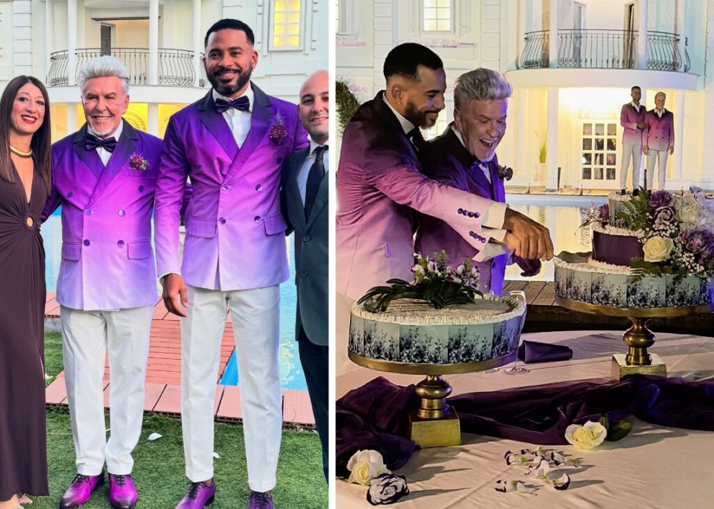 Il famoso stilista Alviero Martini a 75 anni ha sposato il giovane compagno: le foto delle nozze