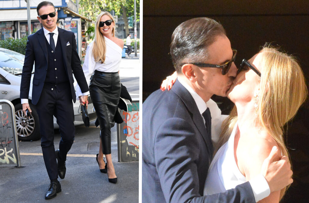 Federica Panicucci paparazzata a pranzo fuori col compagno Marco Bacini nel giorno del 58esimo compleanno: foto