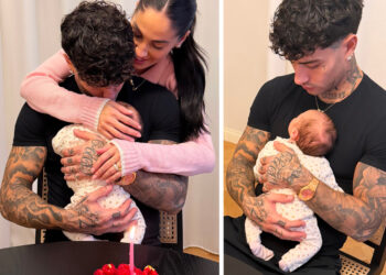 Giulia De Lellis e Tony Effe festeggiano il primo complimese della figlia Priscilla con una torta: le tenerissime foto