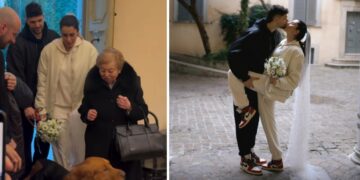 Valentina Vignali e Fabio Stefanini si sono sposati in comune a Pesaro: guarda la sposa in tuta e sneakers