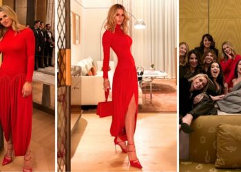 Michelle Hunziker festeggia l’ultimo compleanno da quarantenne con una super festa a Roma piena di volti noti: il look total red è pazzesco