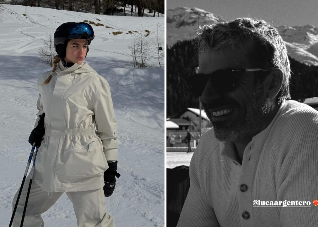 Luca Argentero sulla neve con la famiglia
