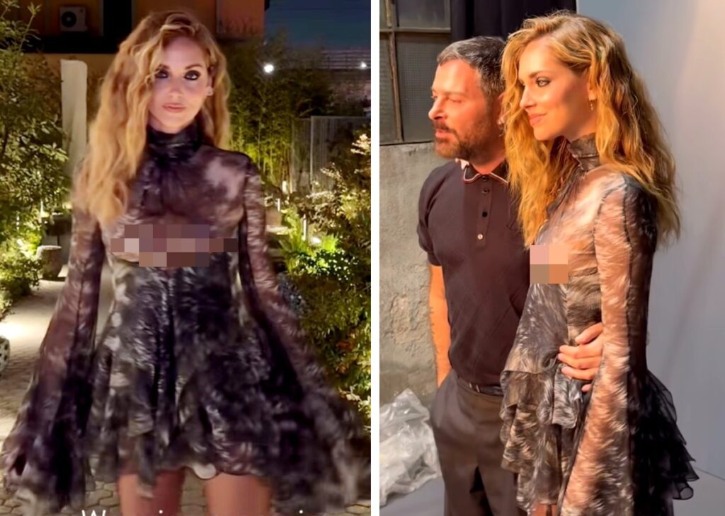 Chiara Ferragni alla Milano Fashion Week: trasparenze audaci e seno in mostra Chiara Ferragni alla Milano Fashion Week: trasparenze audaci e seno in mostra