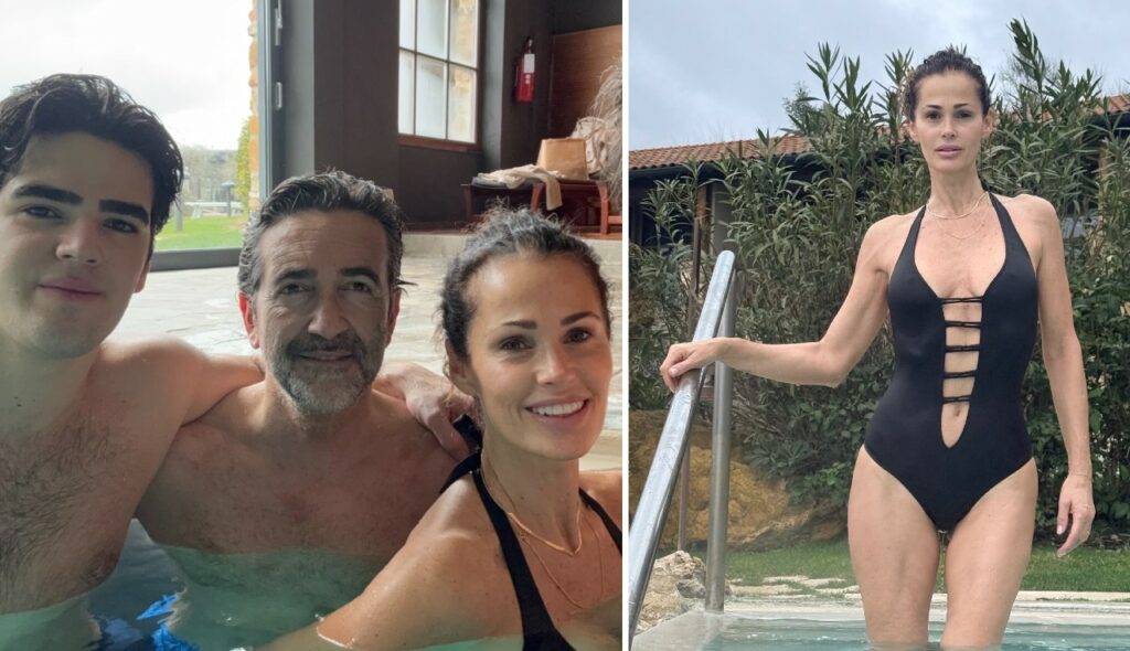 Samantha De Grenet alle terme con il marito e il figlio