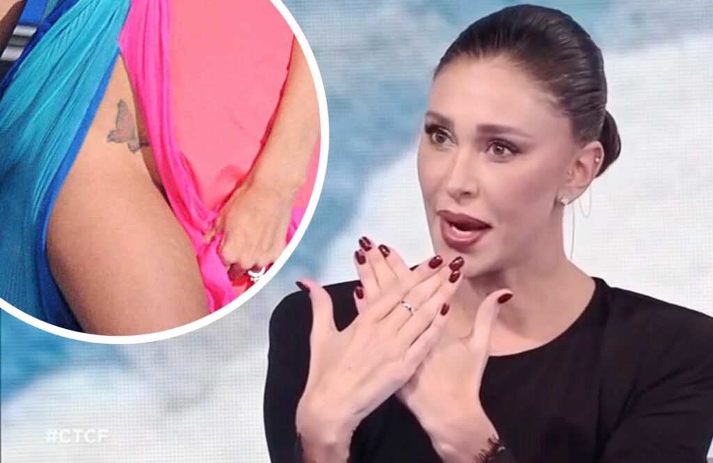 ''La farfalla si è un po’ allargata con le gravidanze'': Belen in diretta tv parla del suo famoso tatuaggio, Fazio colto di sorpresa