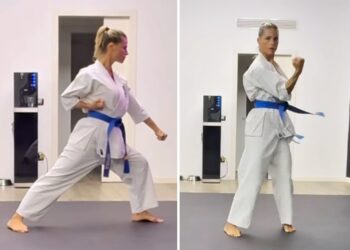Michelle Hunziker a 49 anni sempre più appassionata di karate