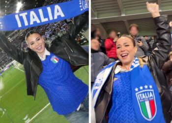 Diletta Leotta incinta col super pancione allo stadio a Bergamo per vedere l’Italia: tifo scatenato per gli azzurri che vincono, guarda