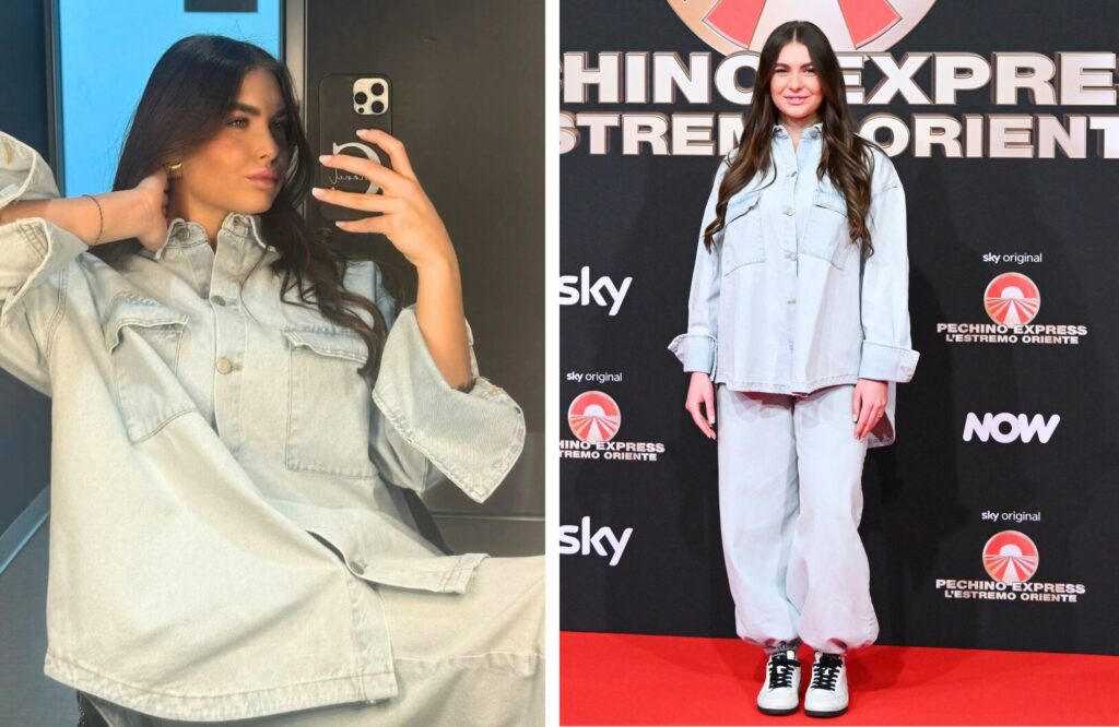 Chanel Totti sceglie un look total denim per la presentazione del suo primo programma tv: guarda