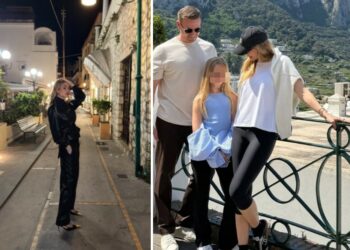 Ilary Blasi con la figlia Isabel e Bastian Muller a Capri