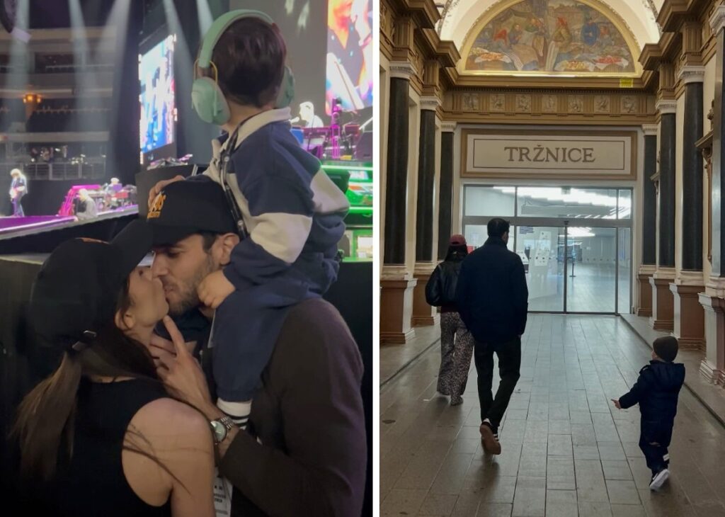 Aurora Ramazzotti vola a Praga col futuro marito e il figlio per il concerto di papà Eros, guarda Aurora Ramazzotti vola a Praga col futuro marito e il figlio per il concerto di papà Eros, guarda