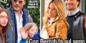 Michelle Hunziker a spasso insieme a Giulio Berruti e le due figlie minori, Sole e Celeste: sono già una famiglia, foto