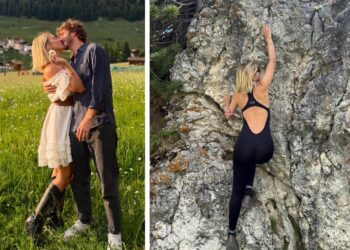 Clizia Incorvaia e Paolo Ciavarro in montagna con Gabriele