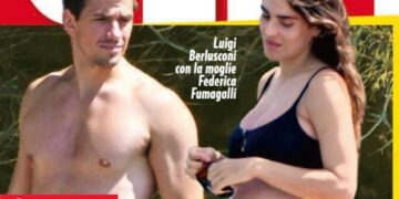 Luigi Berlusconi in Sardegna con la moglie: Federica Fumagalli incinta sfoggia il pancione agli sgoccioli, guarda