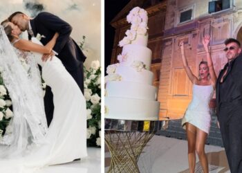 Ludovica Pagani e Stephan El Shaarawy: nozze da favola con tre abiti per lei e tre smoking per lui, foto