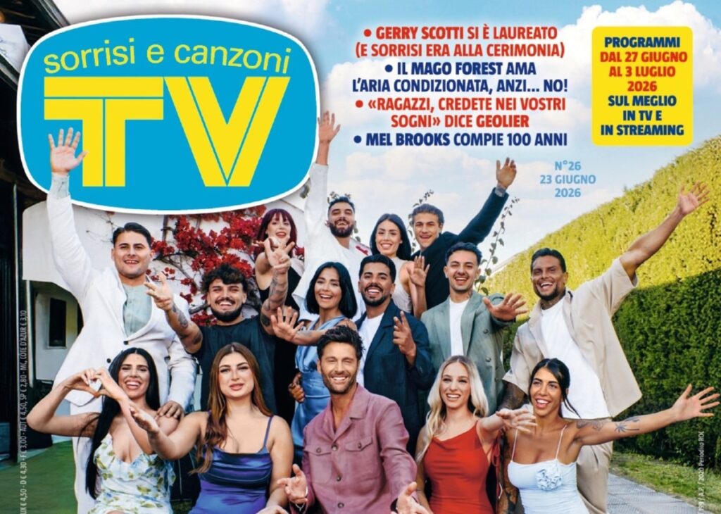 ''Preparate i fazzoletti!'': Filippo Bisciglia posa in copertina con le sette coppie protagoniste di Temptation Island ''Preparate i fazzoletti!'': Filippo Bisciglia posa in copertina con le sette coppie protagoniste di Temptation Island